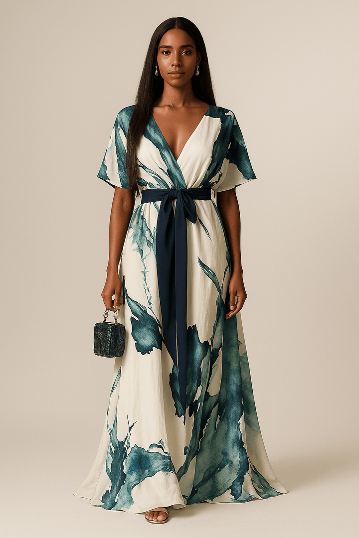 Nayla™ | Elegant Watercolor Print Dress