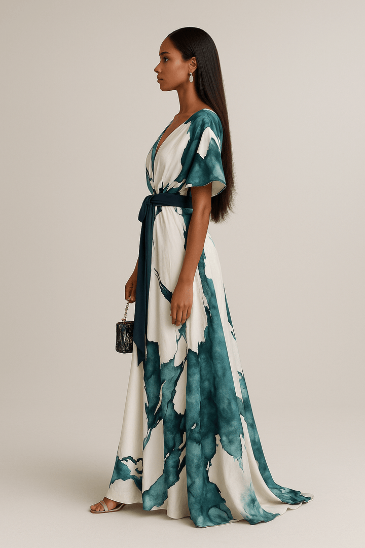 Nayla™ | Elegant Watercolor Print Dress