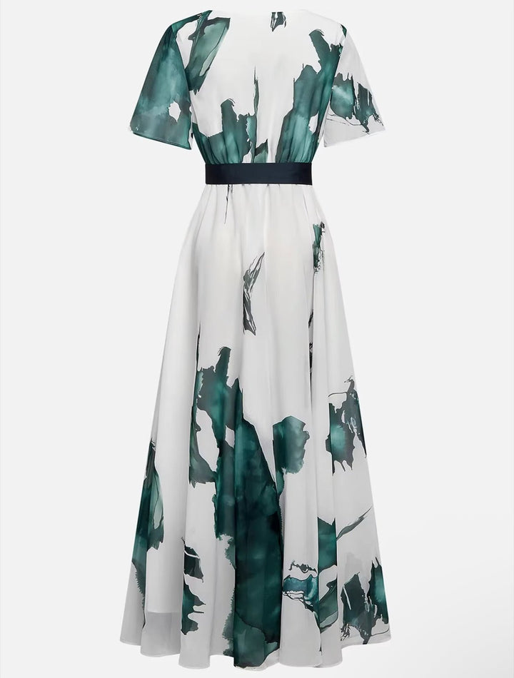 Nayla™ | Elegant Watercolor Print Dress